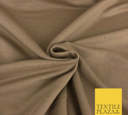 Premium LIGHT BROWN Plain French 100% Cotton Terry Jersey 70" Dress Fabric 1330