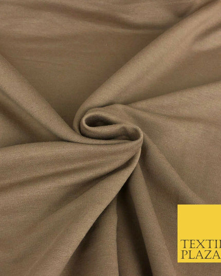 Premium LIGHT BROWN Plain French 100% Cotton Terry Jersey 70" Dress Fabric 1330