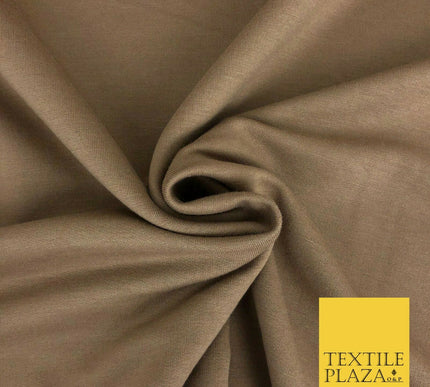 Premium LIGHT BROWN Plain French 100% Cotton Terry Jersey 70" Dress Fabric 1330