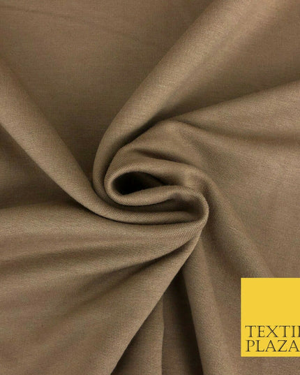 Premium LIGHT BROWN Plain French 100% Cotton Terry Jersey 70" Dress Fabric 1330
