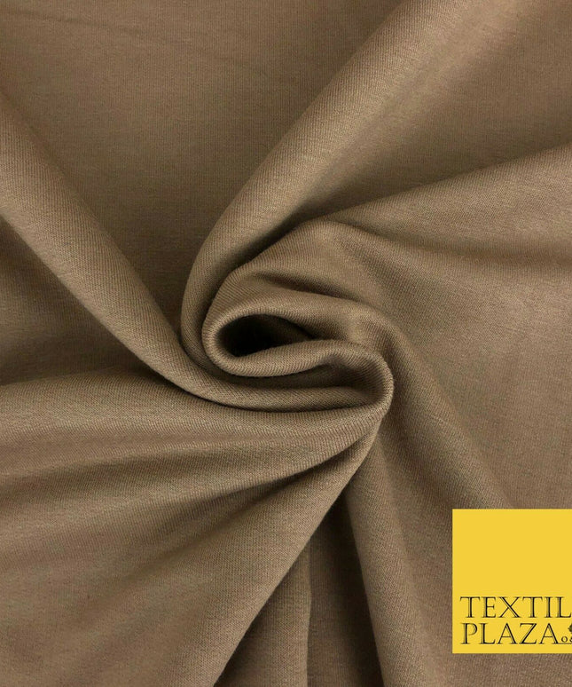 Premium LIGHT BROWN Plain French 100% Cotton Terry Jersey 70" Dress Fabric 1330
