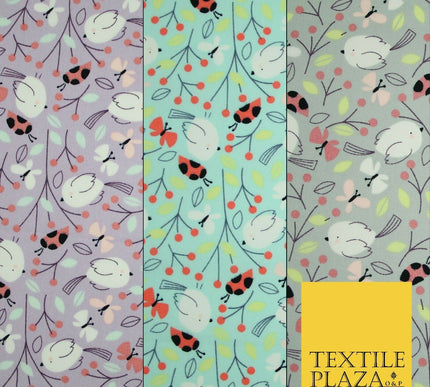 Little Robin Ladybird Butterfly Leafy 100% Cotton Poplin Print Fabric Face Masks