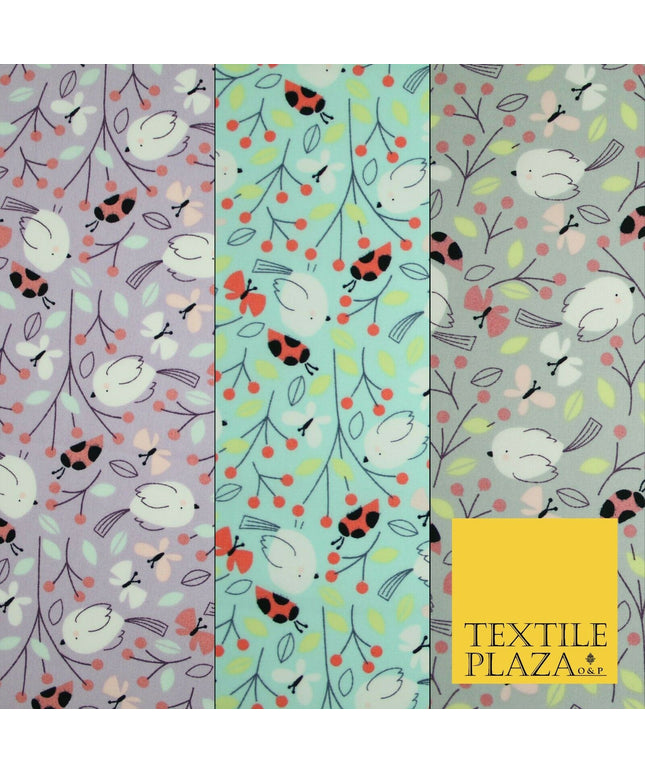 Little Robin Ladybird Butterfly Leafy 100% Cotton Poplin Print Fabric Face Masks