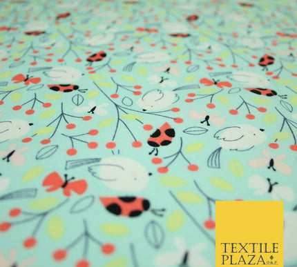 Little Robin Ladybird Butterfly Leafy 100% Cotton Poplin Print Fabric Face Masks