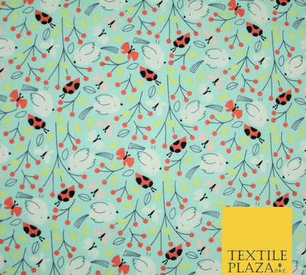 Little Robin Ladybird Butterfly Leafy 100% Cotton Poplin Print Fabric Face Masks