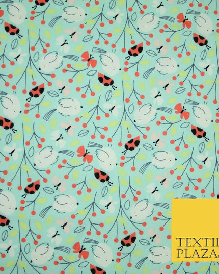 Little Robin Ladybird Butterfly Leafy 100% Cotton Poplin Print Fabric Face Masks