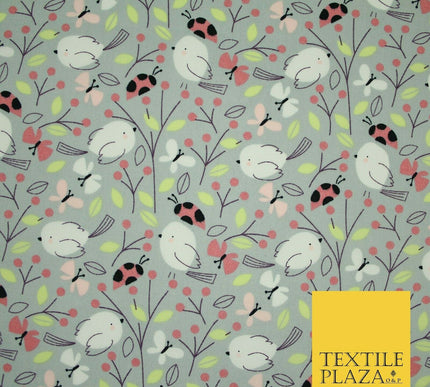 Little Robin Ladybird Butterfly Leafy 100% Cotton Poplin Print Fabric Face Masks