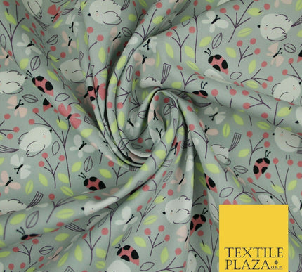 Little Robin Ladybird Butterfly Leafy 100% Cotton Poplin Print Fabric Face Masks