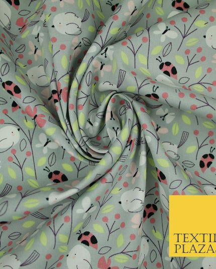 Little Robin Ladybird Butterfly Leafy 100% Cotton Poplin Print Fabric Face Masks