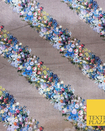 Various Floral Stripe Chains Hermes MK Printed Soft Stretch Velvet Dress Fabric