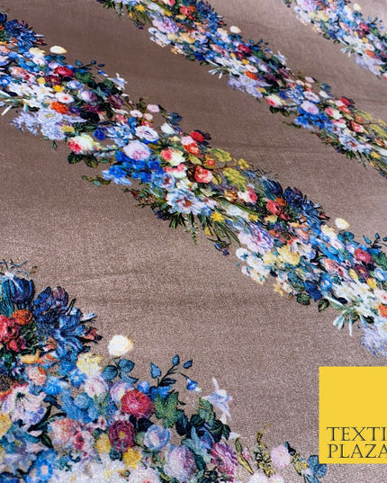 Various Floral Stripe Chains Hermes MK Printed Soft Stretch Velvet Dress Fabric
