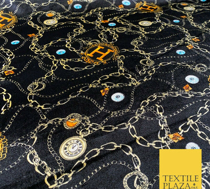 Various Floral Stripe Chains Hermes MK Printed Soft Stretch Velvet Dress Fabric