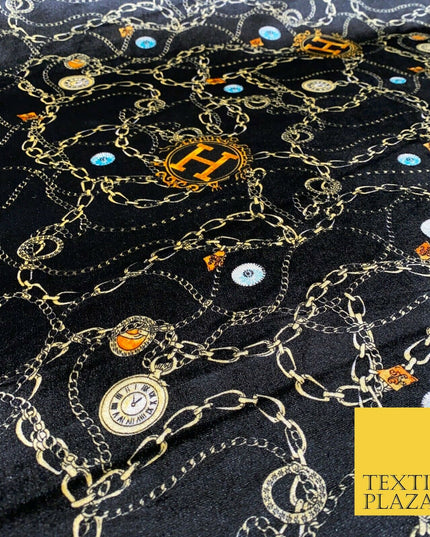 Various Floral Stripe Chains Hermes MK Printed Soft Stretch Velvet Dress Fabric