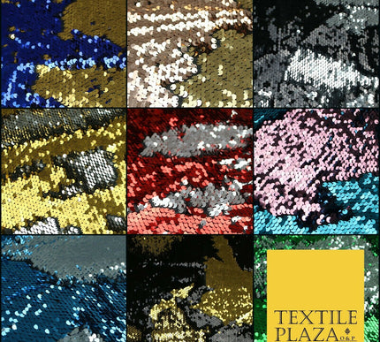 Reversible MERMAID SEQUIN Fabric 2 Colour Way Changing Satin 9 Colours