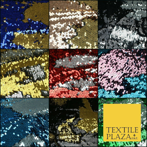 Reversible MERMAID SEQUIN Fabric 2 Colour Way Changing Satin 9 Colours
