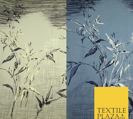 JAPANESE John Kaldor Grey Gold Panel Floral Leafy Branch Printed Dress Fabric