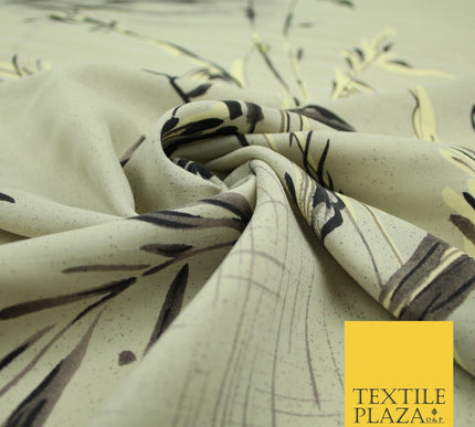 JAPANESE John Kaldor Grey Gold Panel Floral Leafy Branch Printed Dress Fabric