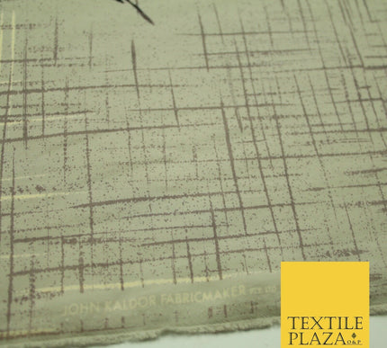 JAPANESE John Kaldor Grey Gold Panel Floral Leafy Branch Printed Dress Fabric