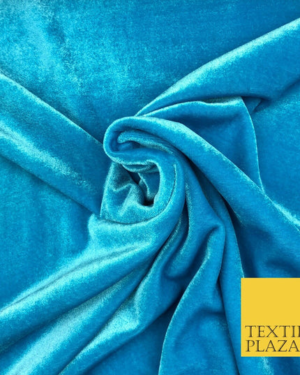 TURQUOISE BLUE Soft Plain Velvet Fabric Material - 58" - More Colours PB15