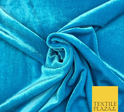 TURQUOISE BLUE Soft Plain Velvet Fabric Material - 58" - More Colours PB15