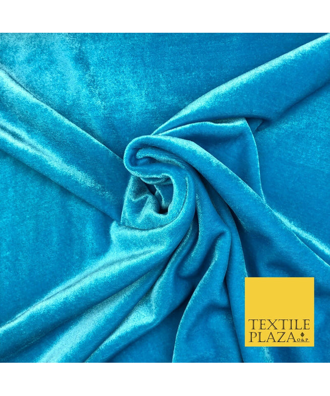TURQUOISE BLUE Soft Plain Velvet Fabric Material - 58" - More Colours PB15