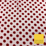 Off White with Red Polka Dot Spotted Spot Viscose Dress Fabric Craft 44" 956