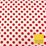 Off White with Red Polka Dot Spotted Spot Viscose Dress Fabric Craft 44" 956