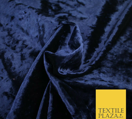NAVY BLUE Luxury Crushed Velvet Fabric - Backdrop Sofa Cushions Curtains 2195