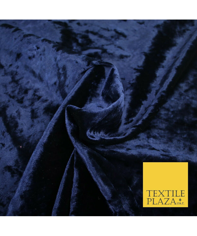 NAVY BLUE Luxury Crushed Velvet Fabric - Backdrop Sofa Cushions Curtains 2195
