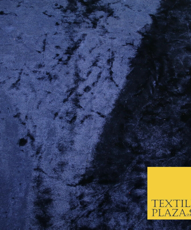 NAVY BLUE Luxury Crushed Velvet Fabric - Backdrop Sofa Cushions Curtains 2195