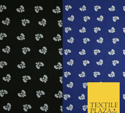 Small Cute Smart Ribbon Bow White Printed Poly Cotton Fabric Polycotton Mask 45"