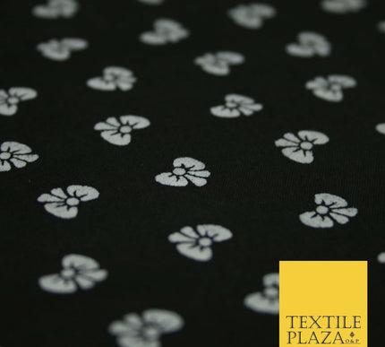 Small Cute Smart Ribbon Bow White Printed Poly Cotton Fabric Polycotton Mask 45"