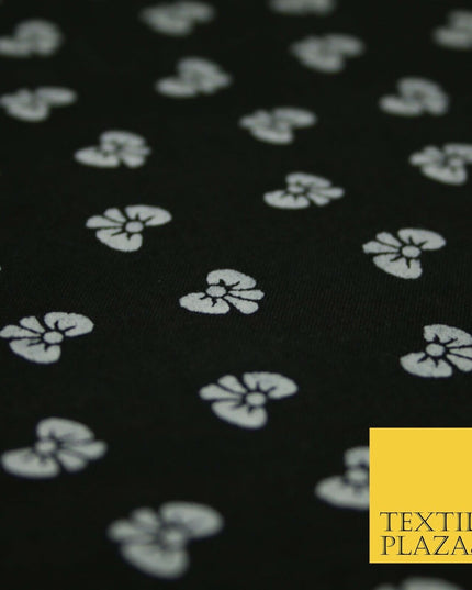 Small Cute Smart Ribbon Bow White Printed Poly Cotton Fabric Polycotton Mask 45"