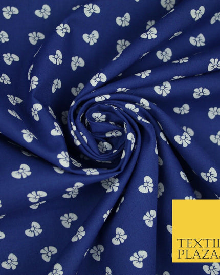 Small Cute Smart Ribbon Bow White Printed Poly Cotton Fabric Polycotton Mask 45"