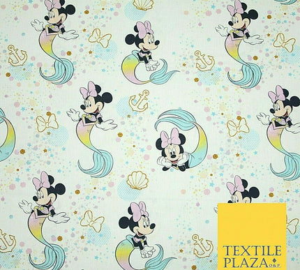 Mickey Minnie Disney Licensed Rainbow Mermaid Printed Fabric 100% Cotton 4963