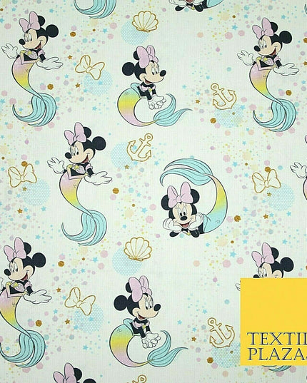 Mickey Minnie Disney Licensed Rainbow Mermaid Printed Fabric 100% Cotton 4963