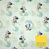 Mickey Minnie Disney Licensed Rainbow Mermaid Printed Fabric 100% Cotton 4963