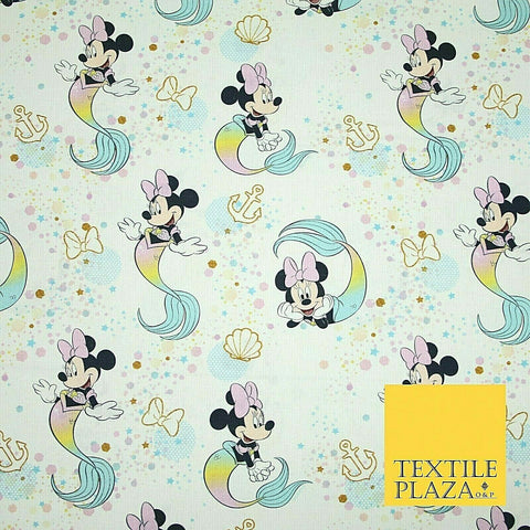 Mickey Minnie Disney Licensed Rainbow Mermaid Printed Fabric 100% Cotton 4963