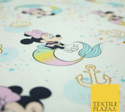 Mickey Minnie Disney Licensed Rainbow Mermaid Printed Fabric 100% Cotton 4963