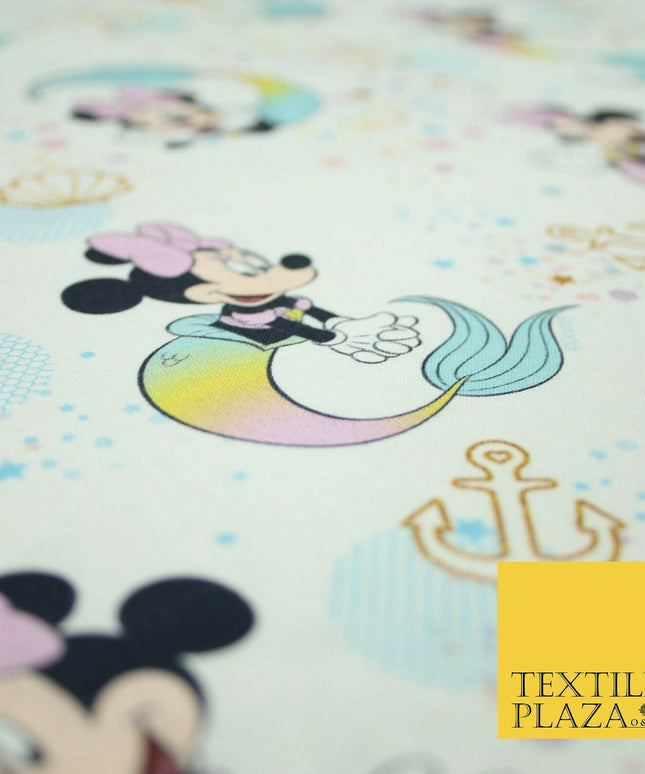 Mickey Minnie Disney Licensed Rainbow Mermaid Printed Fabric 100% Cotton 4963