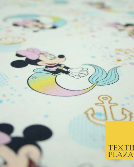 Mickey Minnie Disney Licensed Rainbow Mermaid Printed Fabric 100% Cotton 4963