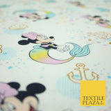 Mickey Minnie Disney Licensed Rainbow Mermaid Printed Fabric 100% Cotton 4963