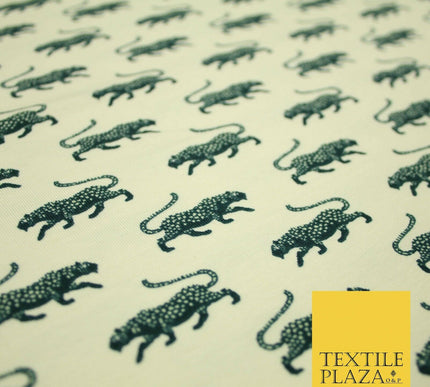 CREAM Leopard Cheetah Big Cat Printed Soft Cotton Jersey Stretch Fabric 59" 4973