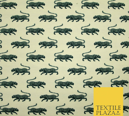 CREAM Leopard Cheetah Big Cat Printed Soft Cotton Jersey Stretch Fabric 59" 4973