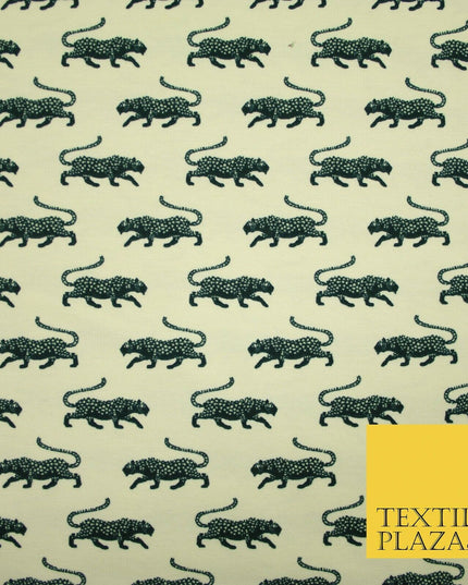 CREAM Leopard Cheetah Big Cat Printed Soft Cotton Jersey Stretch Fabric 59" 4973