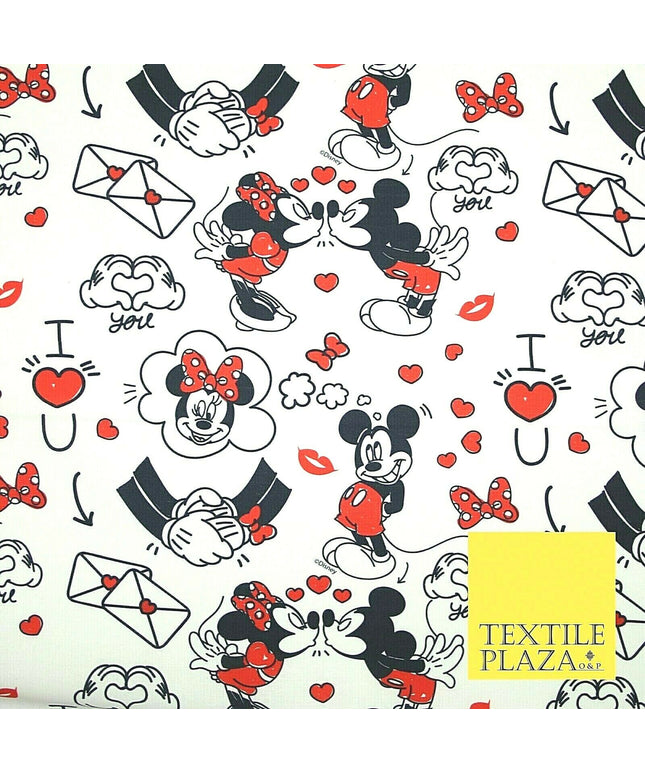 Mickey Minnie Mouse Love Letters Valentine Disney Print Fabric 100% Cotton 4965