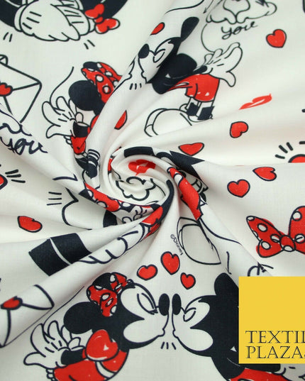Mickey Minnie Mouse Love Letters Valentine Disney Print Fabric 100% Cotton 4965