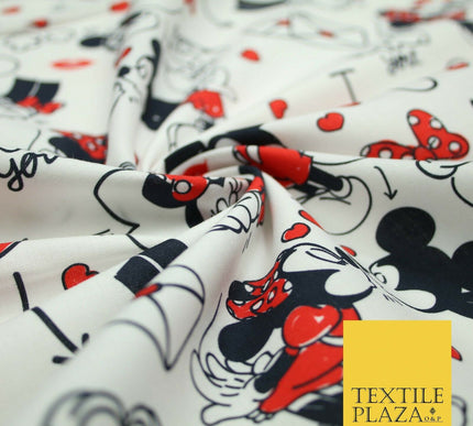 Mickey Minnie Mouse Love Letters Valentine Disney Print Fabric 100% Cotton 4965