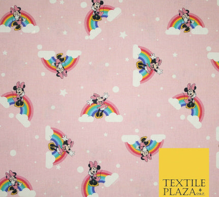 PINK Minnie Mouse Magical Rainbows Disney Licensed 100% Cotton Print Fabric 4955
