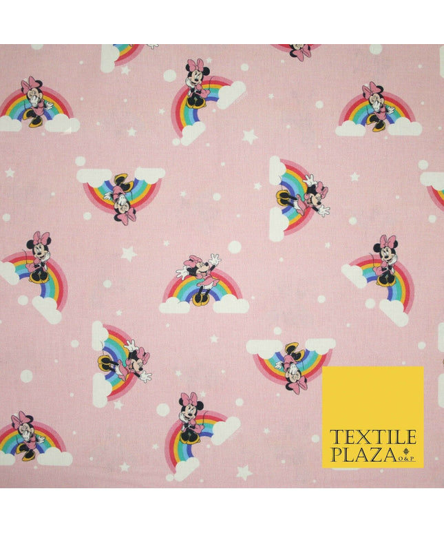 PINK Minnie Mouse Magical Rainbows Disney Licensed 100% Cotton Print Fabric 4955